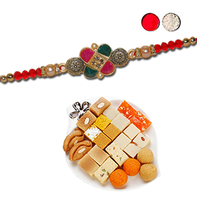 "Rakhi -ZR-5230 A  (Single Rakhi), 500gms of Assorted Sweets - Click here to View more details about this Product